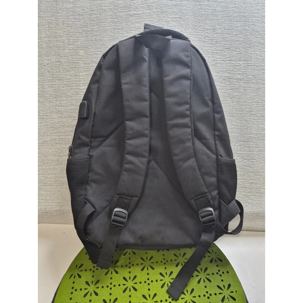 Mancro Black Multi Compartment Travel Laptop Backpack Black Mesh Side Pockets